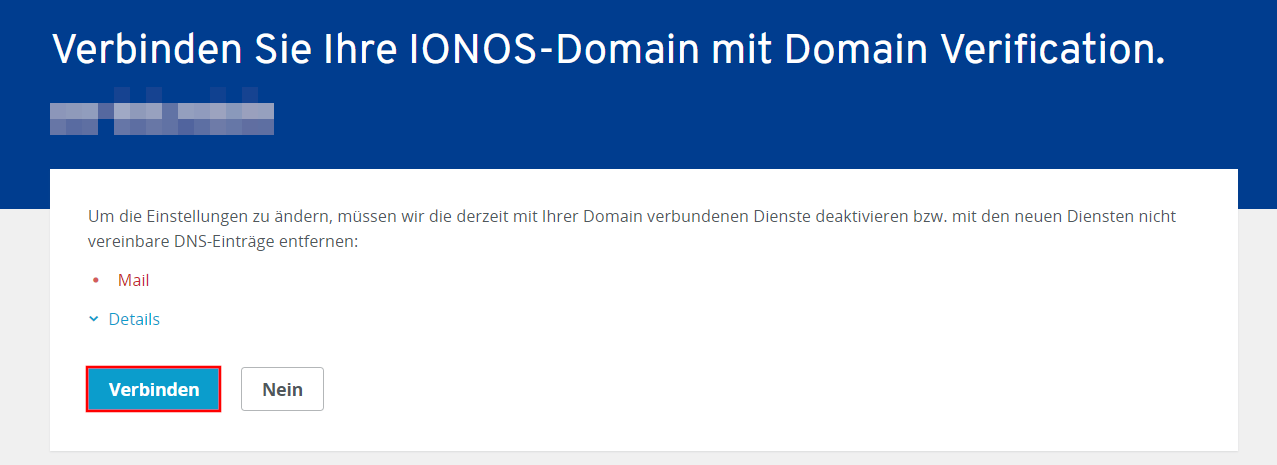 Domain-Verifizierung im IONOS Cloud Panel