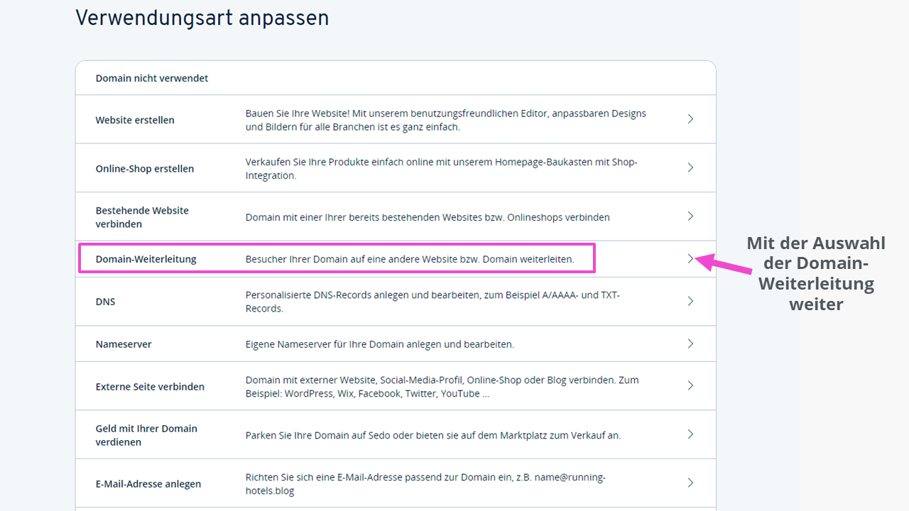 Ansicht „Verwendungsart anpassen“ im Kunden-Account Ansicht „Verwendungsart anpassen“ im Kunden-Account