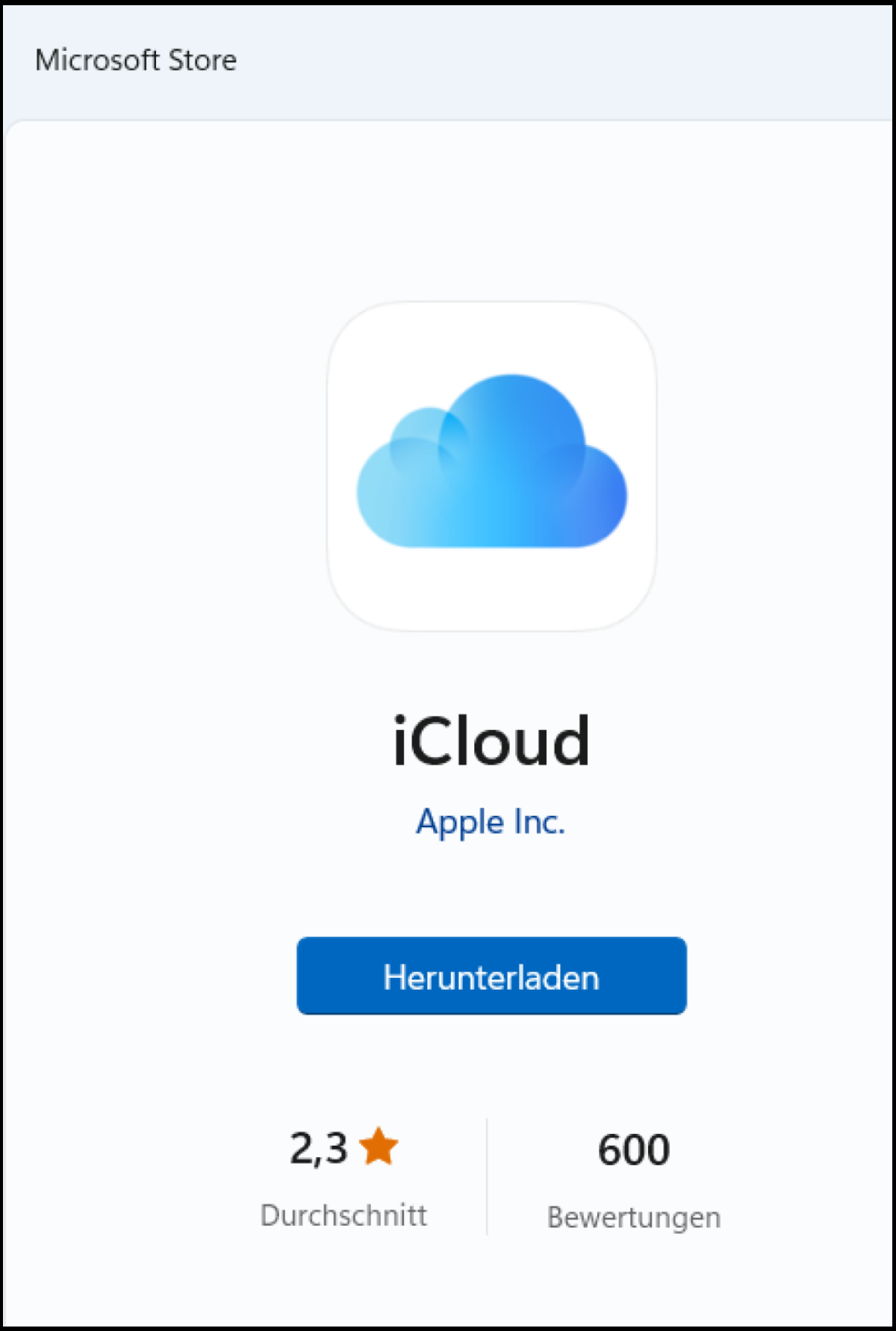 Die iCloud-Desktop-App im Microsoft Store