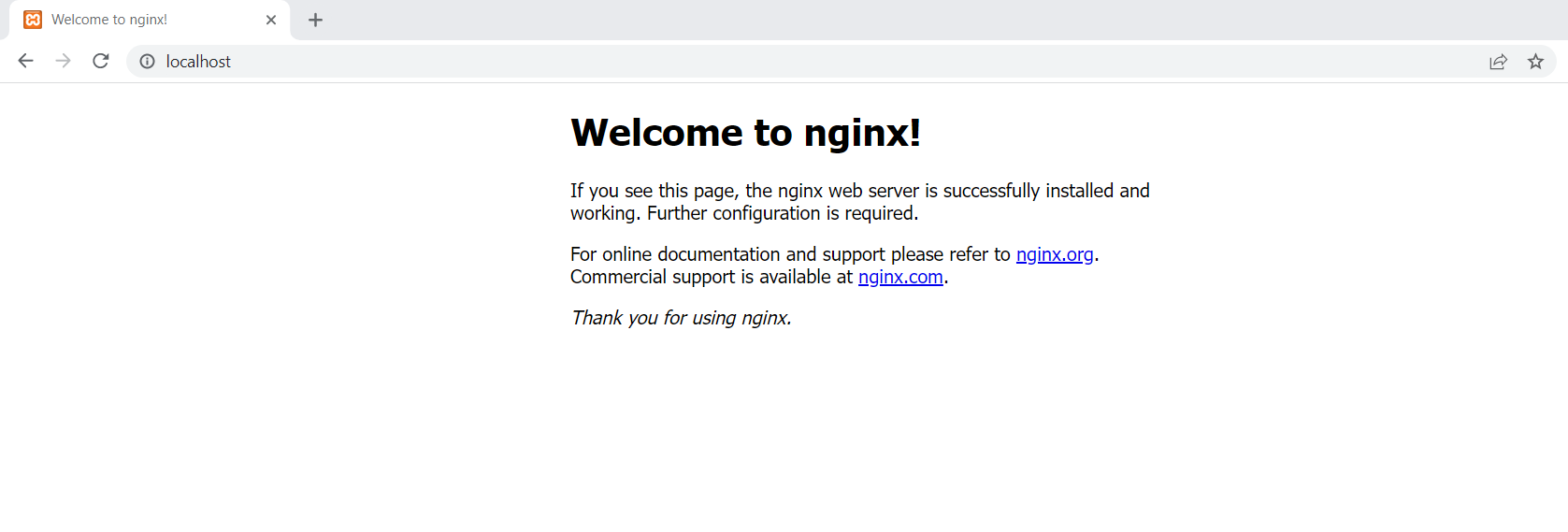 Nginx im Browser starten