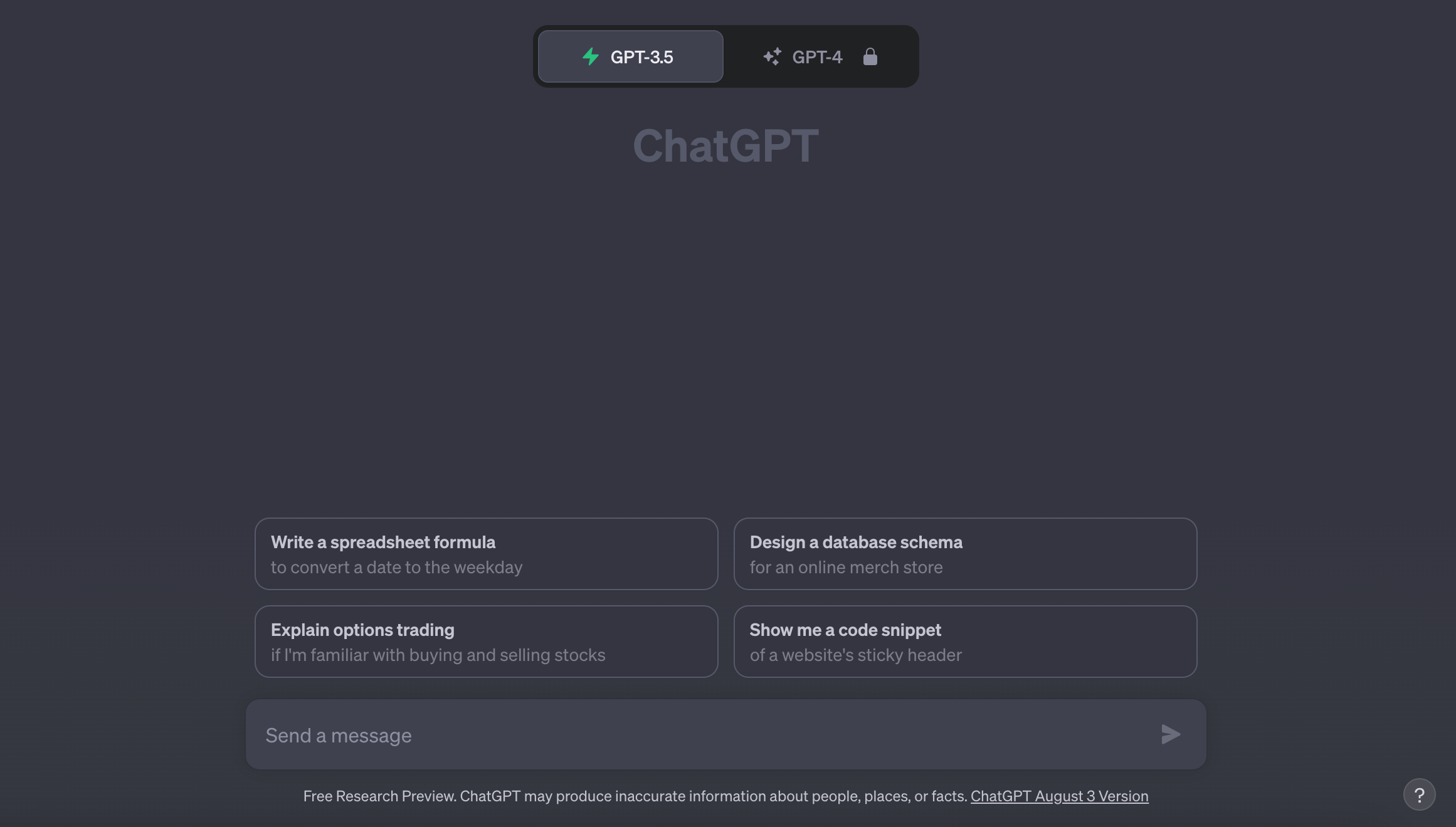 Screenshot der Benutzeroberfläche von ChatGPT Screenshot der Benutzeroberfläche von ChatGPT