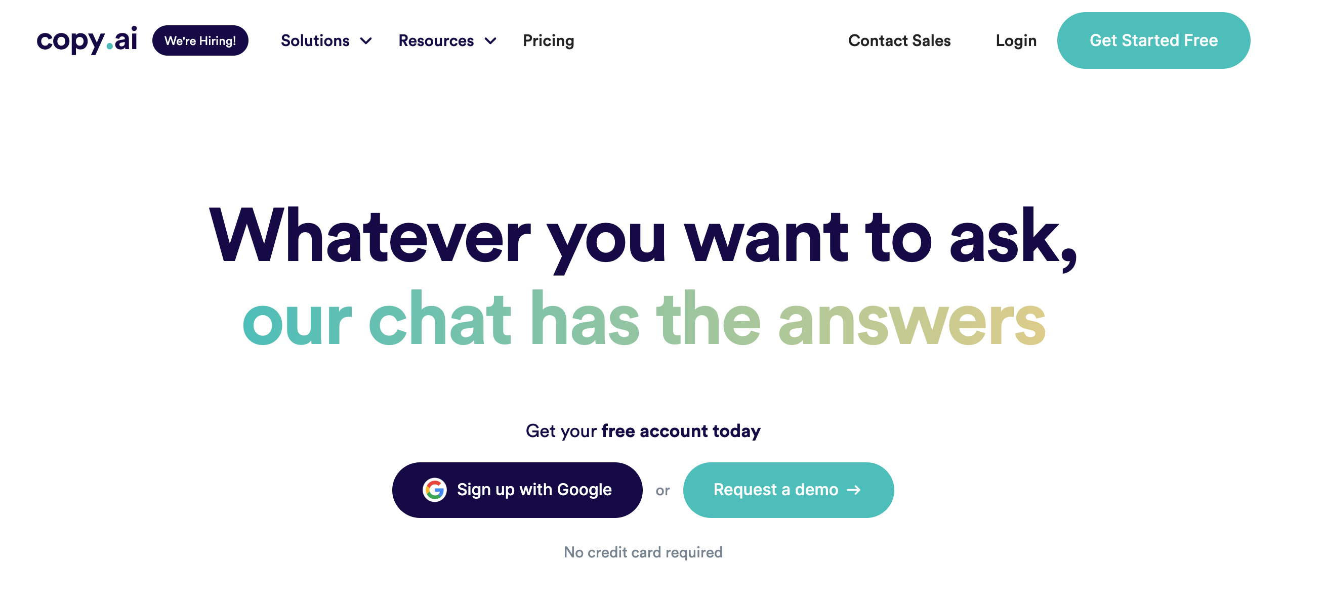 Screenshot der Homepage von Copy.ai Screenshot der Homepage von Copy.ai