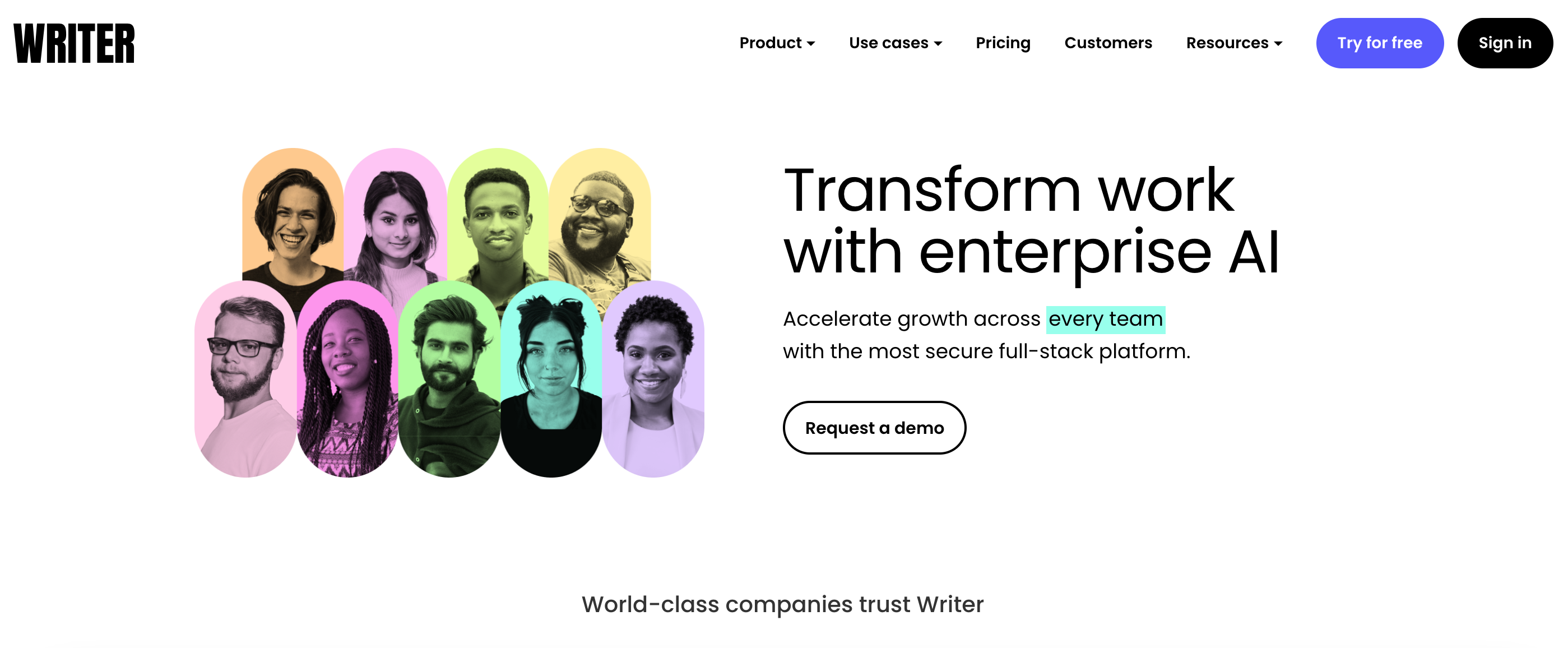 Screenshot der Homepage von Writer Screenshot der Homepage von Writer
