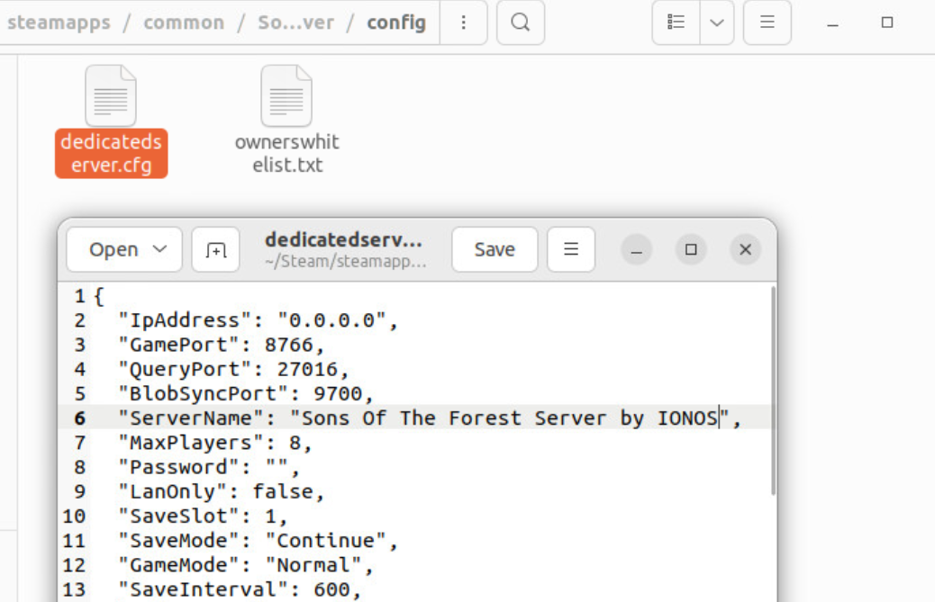 „Sons of the Forest“-Ubuntu-Server: Konfiguration
