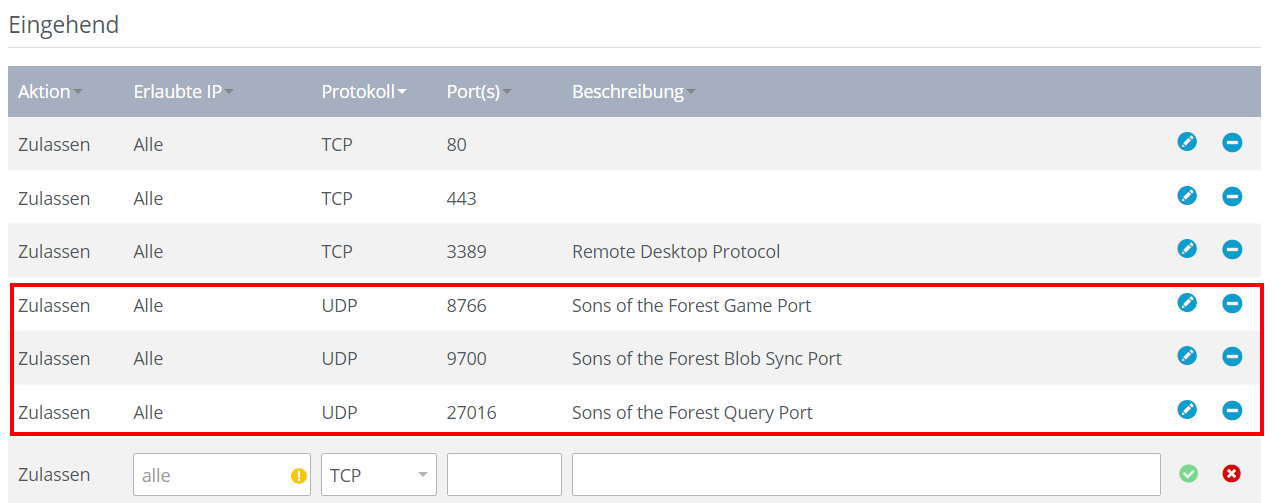 „Sons of the Forest“-Server: Port-Freigabe im IONOS Kunden-Center