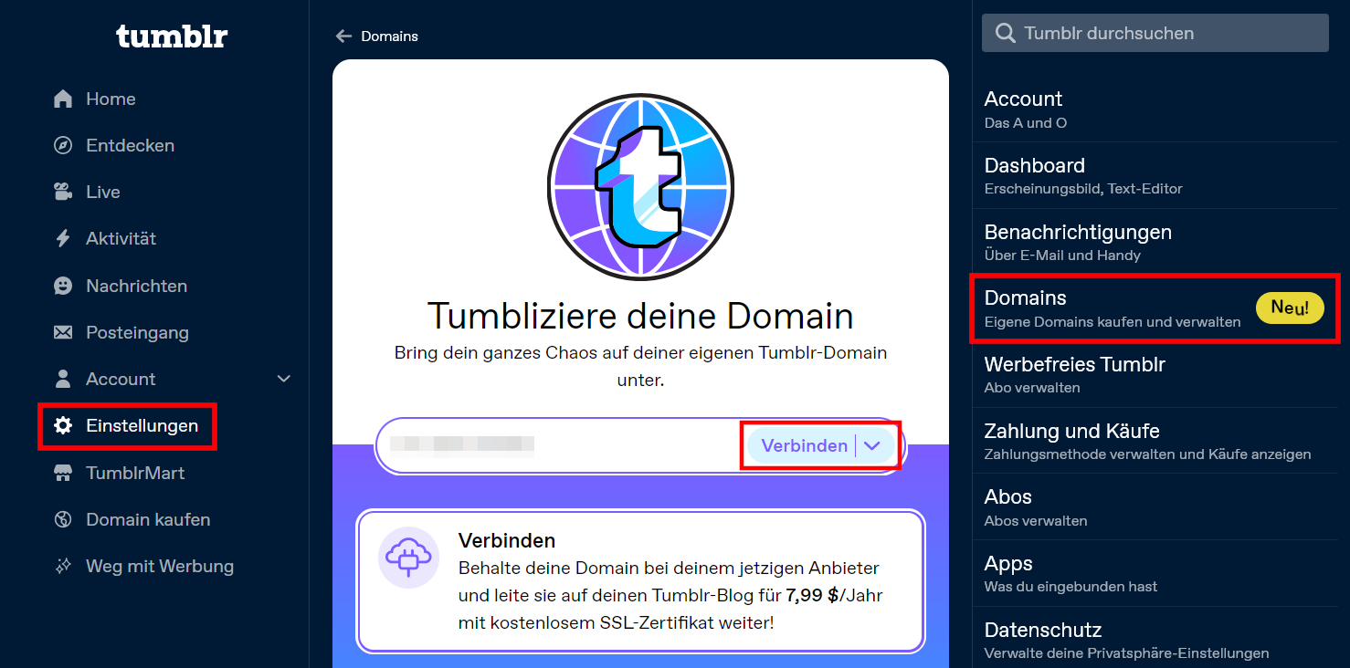 Tumblr: Tumbliziere deine Domain
