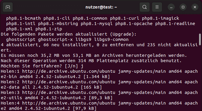 Ubuntu 22.04: Installation von PHP, MySQL und Apache via Terminal