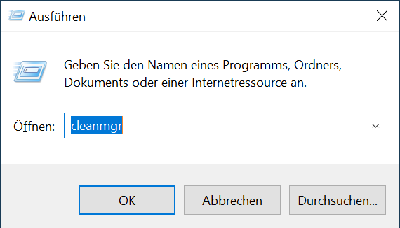 Windows 10: „Ausführen-Dialog“ mit Eingabe