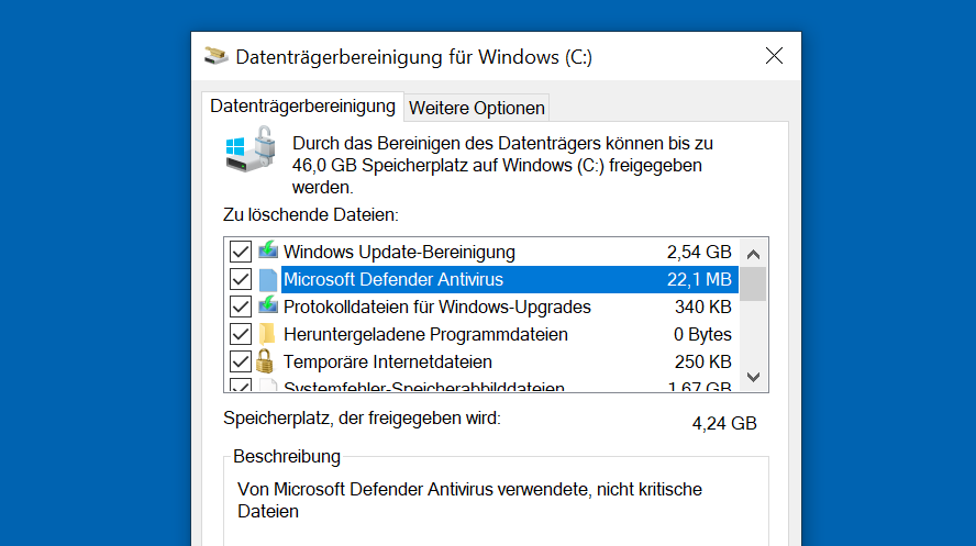 Windows-10-Datenträgerbereinigung: Systemdateien bereinigen