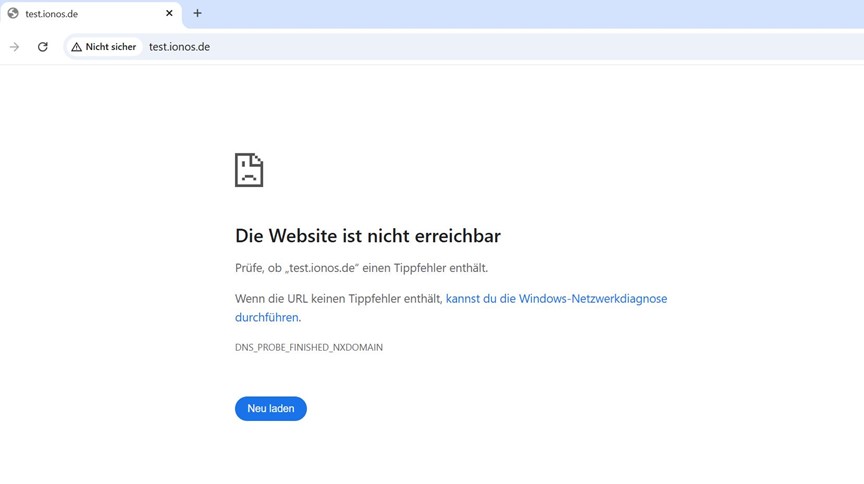 Google Chrome: DNS_PROBE_FINISHED_NXDOMAIN Bild: Google Chrome: DNS_PROBE_FINISHED_NXDOMAIN