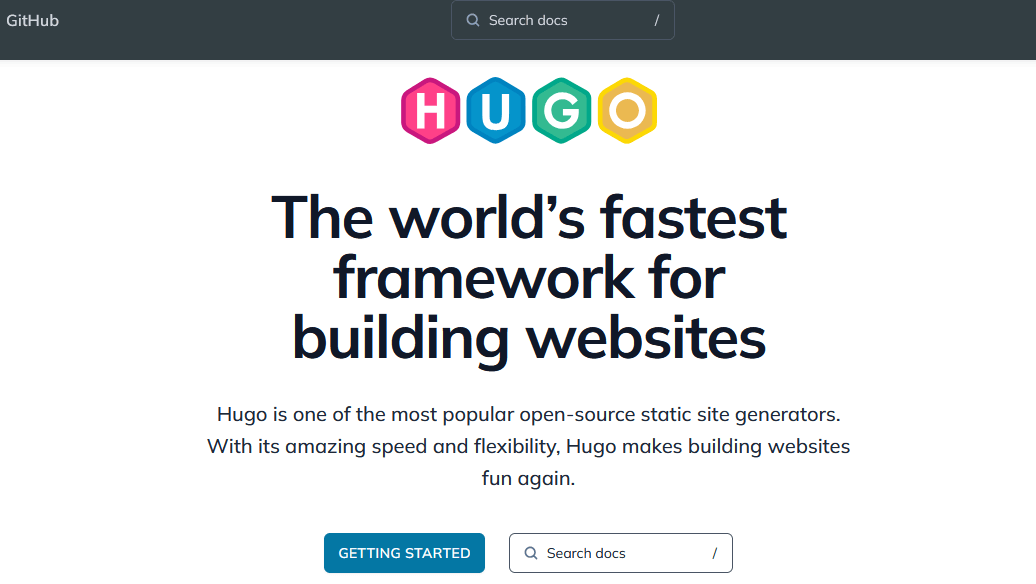 Screenshot der Website von Hugo Screenshot der Website von Hugo
