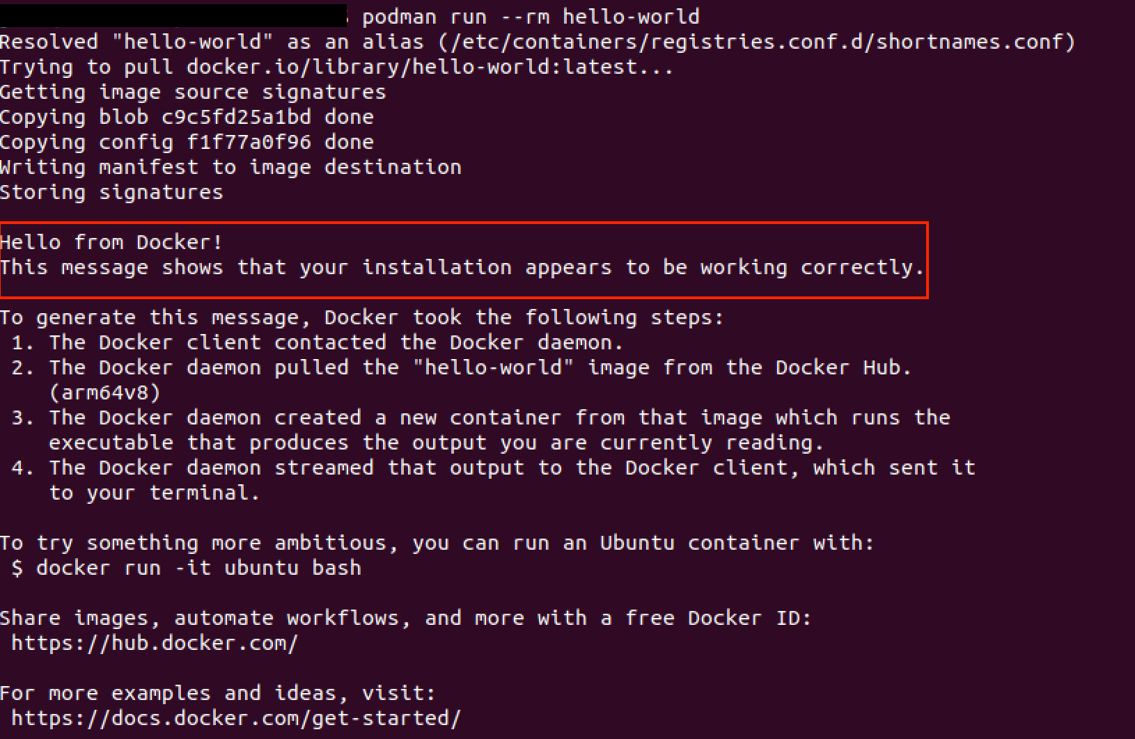 Podman: Erfolgreiche Erstellung eines Testcontainers Bild: Podman: Erfolgreiche Erstellung eines Testcontainers