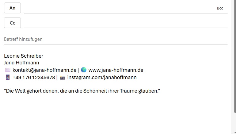 Private E-Mail-Signatur Bild: Private E-Mail-Signatur