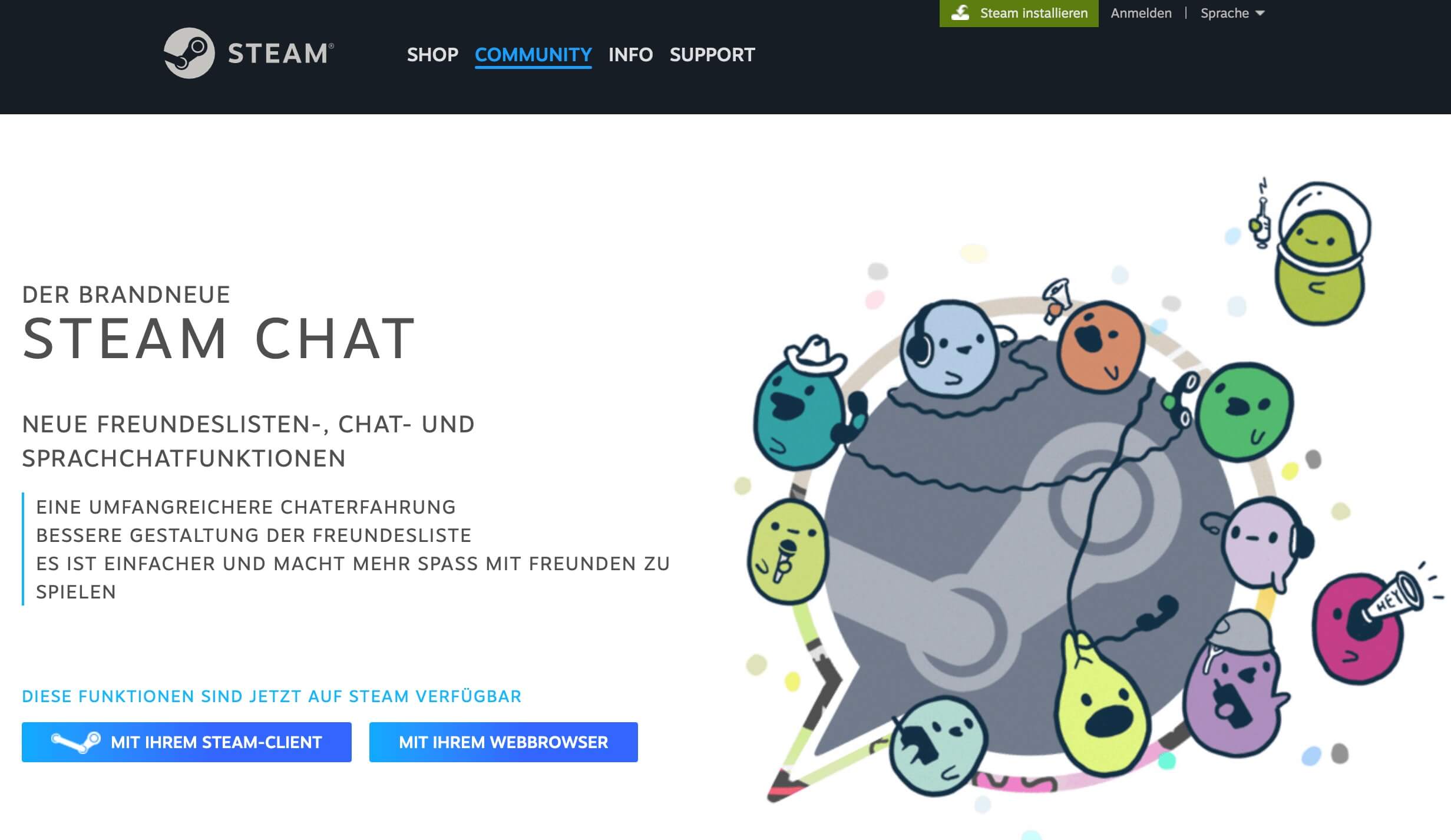 Screenshot der Steam Website Bild: Screenshot der Steam Website