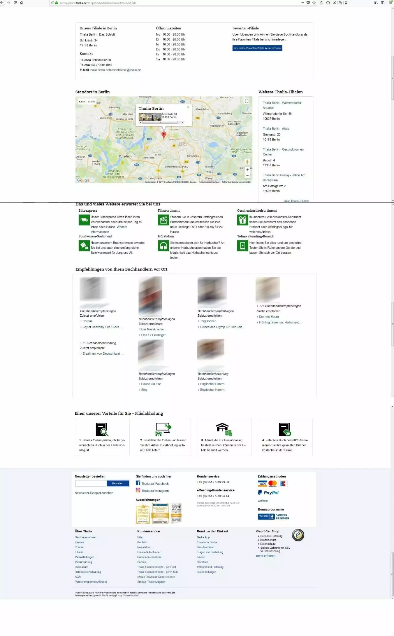 Bild: Thalia-Website mit Omnichannel-Optimierung
