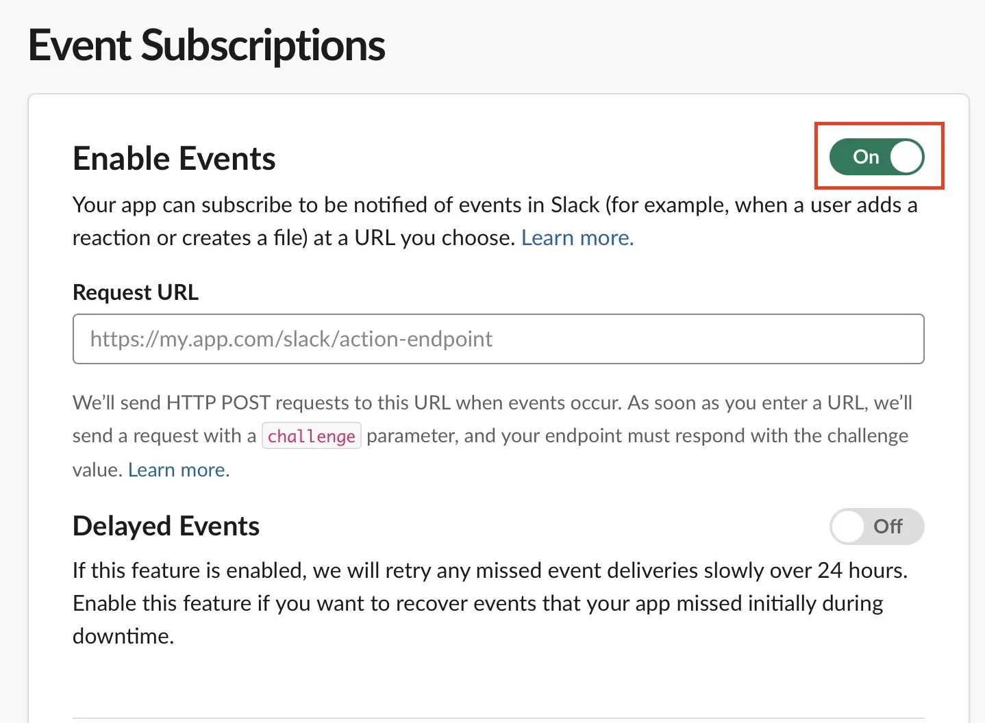 Bild: Slack: Event Subscriptions