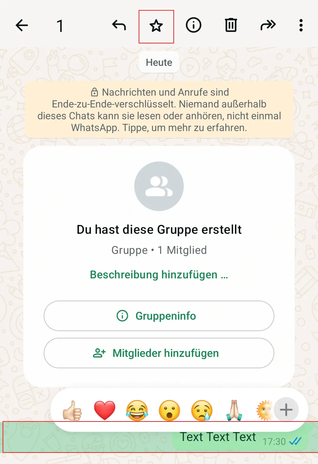 Bild: Android-Screenshot mit Stern-Symbol