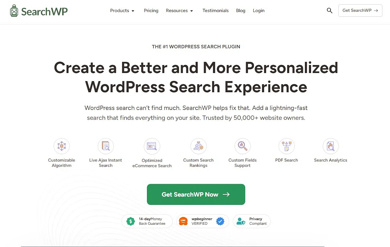 Bild: Website der WordPress-Extension SearchWP
