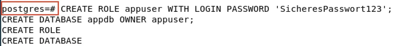 Bild: Screenshot der PostgreSQL-Shell