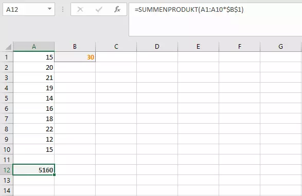 Multiplikation in SUMMENPRODUKT mit festem Wert