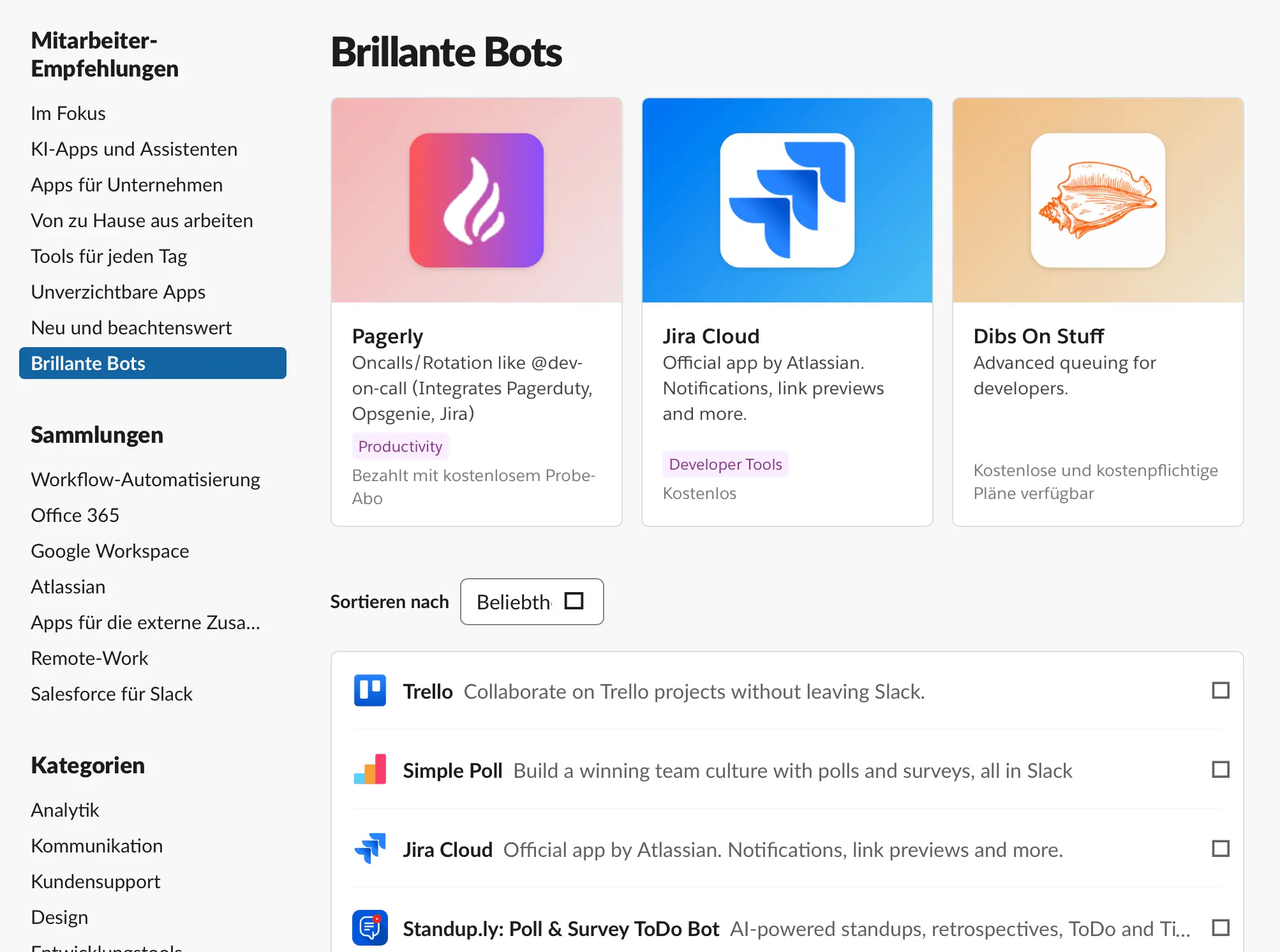 Bild: Screenshot von verschiedenen App-Bits für Slack