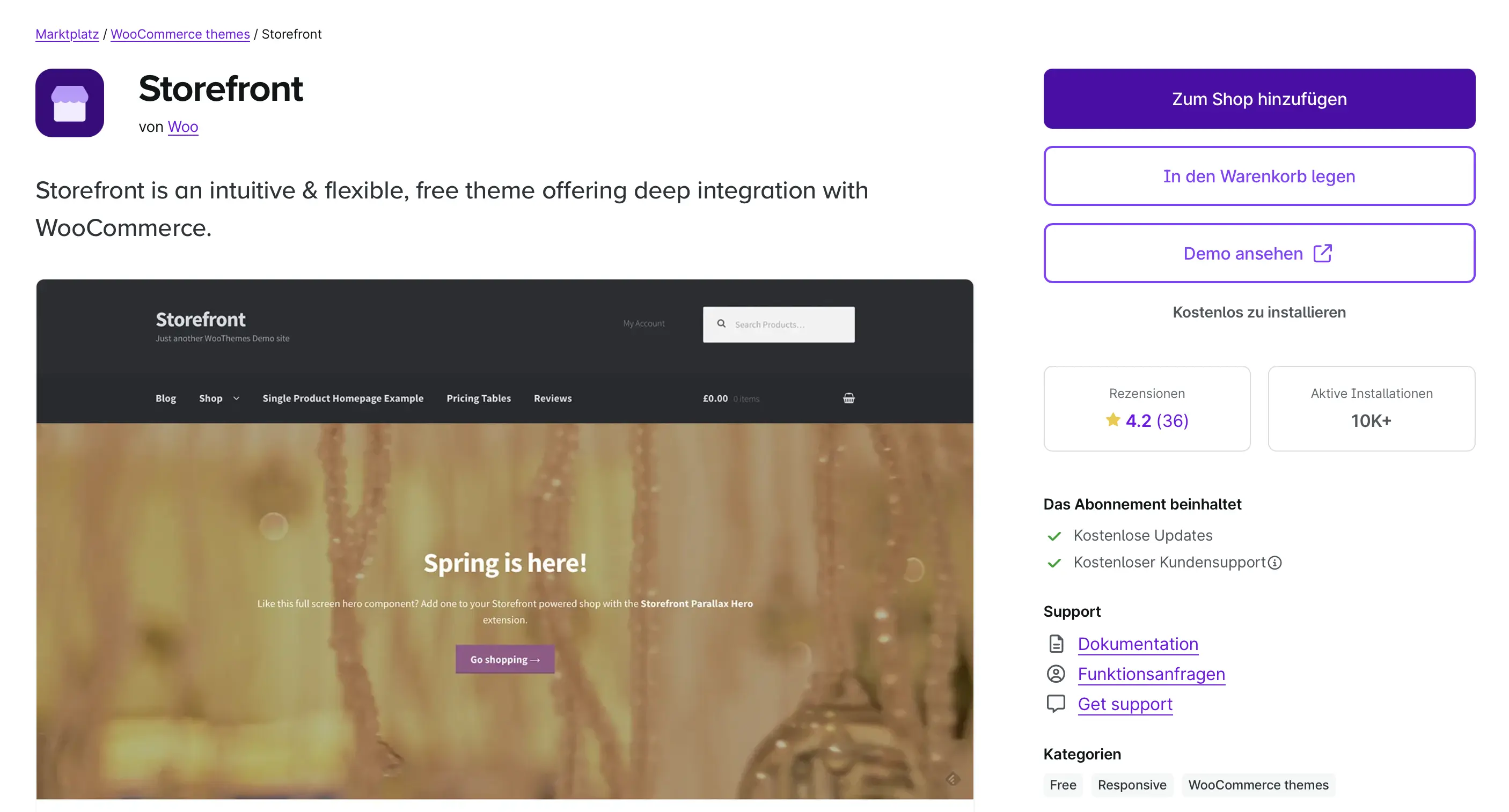 Bild: Shopseite von WooCommerce Storefront