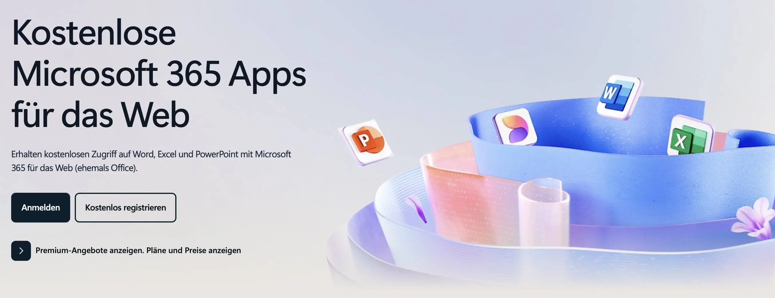 Bild: Kostenlose Microsoft 365 Apps für Web
