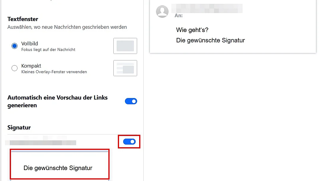 Bild: Yahoo Mail: Signatur erstellen