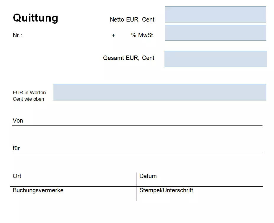 Beispielhafte Quittungsvorlage Bild: Beispielhafte Quittungsvorlage