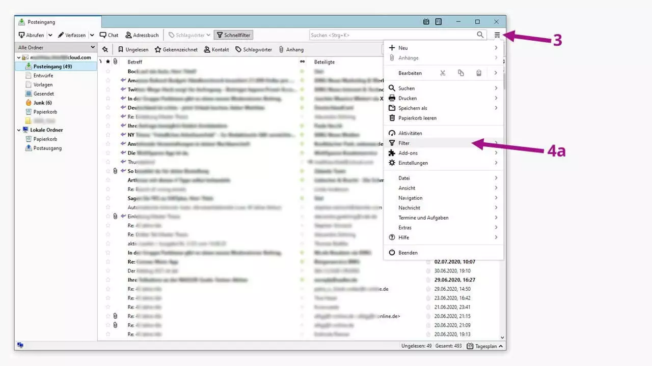 Thunderbird-Abwesenheitsnotiz einrichten: Filter aktivieren