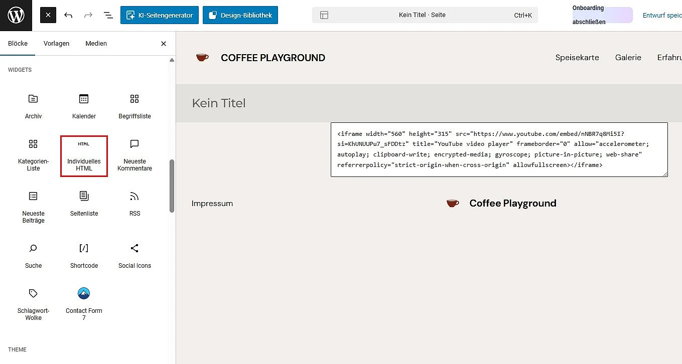 WordPress: Video einbinden via Code Bild: WordPress: Video einbinden via Code