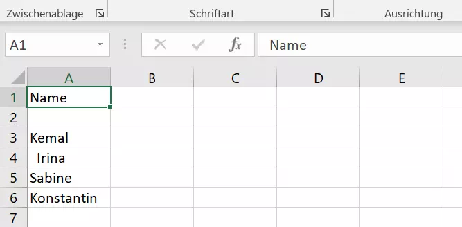 Excel: Unsauberer Datensatz mit überflüssigen Leerzeichen