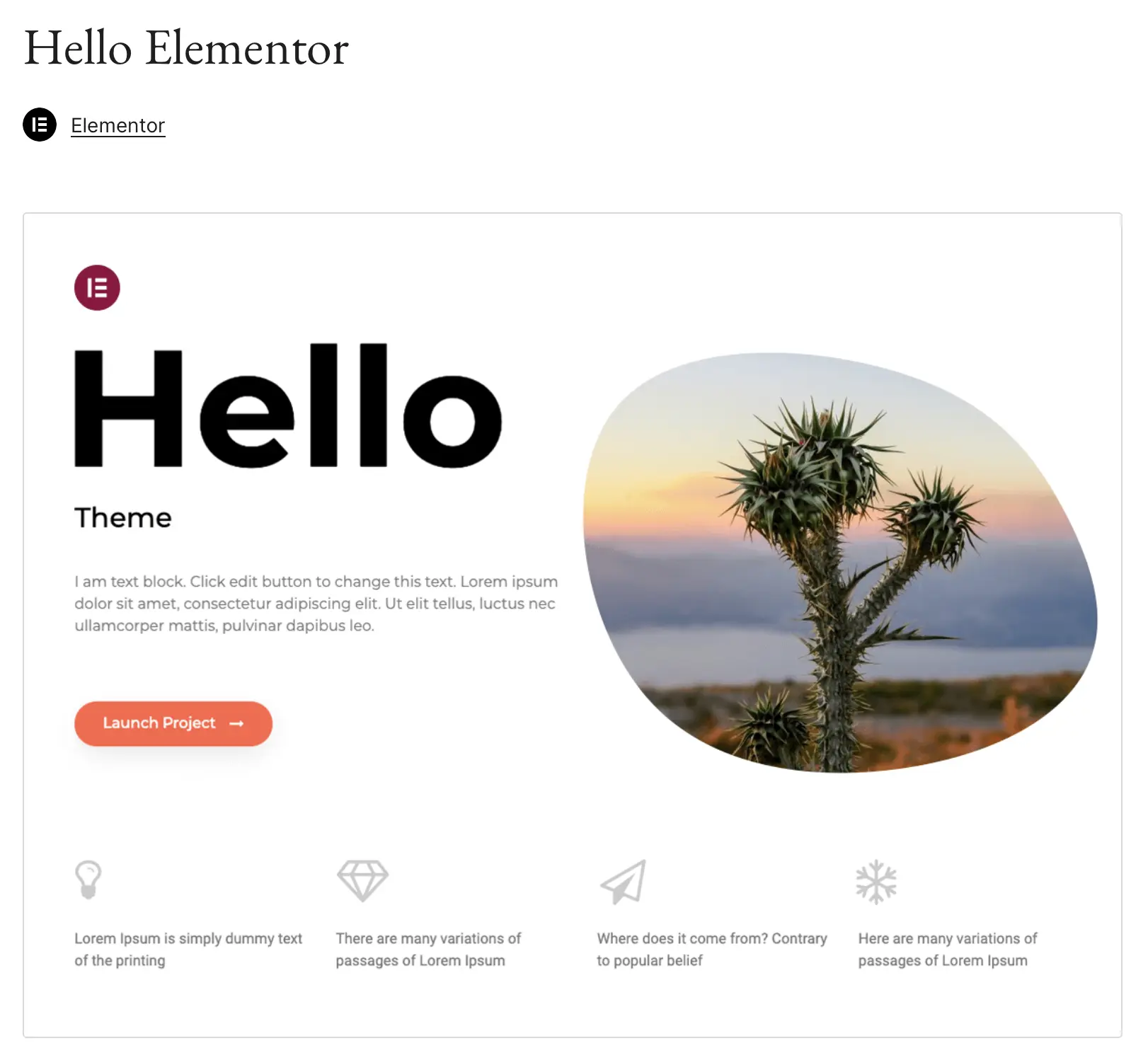Bild: Vorschau des WordPress-Themes Hello Elementor auf WordPress.org