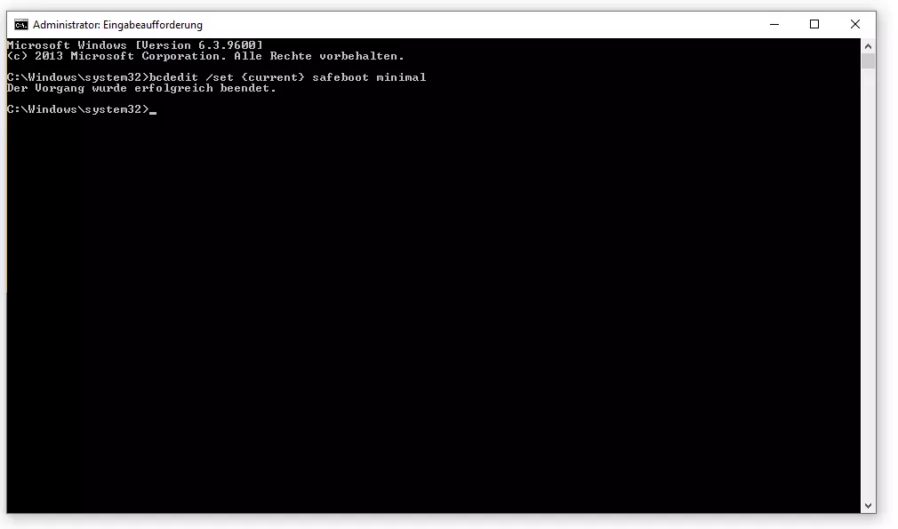 Bild: Windows 8 Kommandozeile für Eingabe der Befehlssyntax (bcdedit)