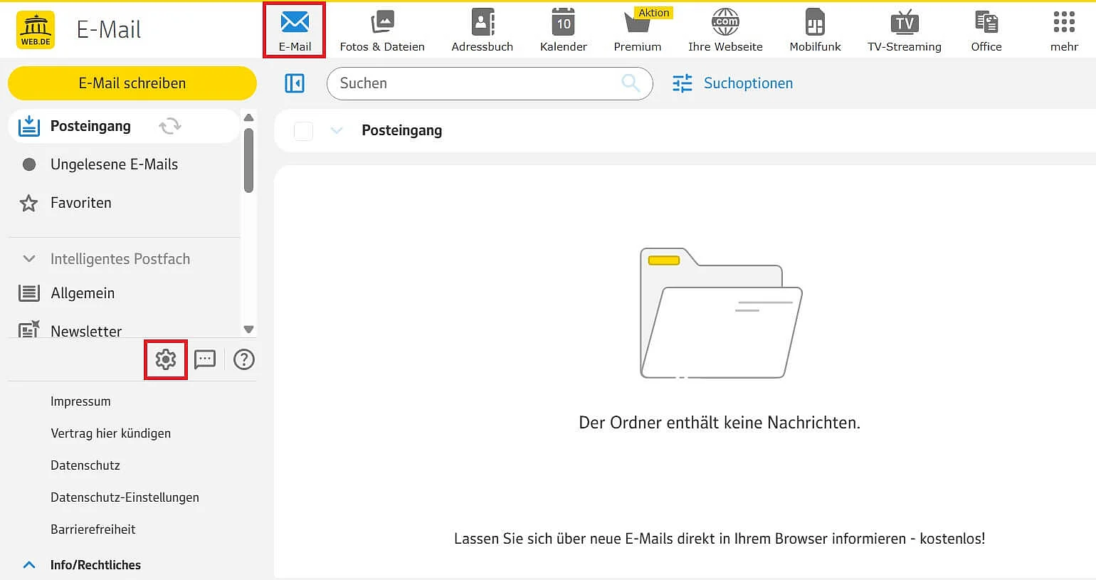 Bild: WEB.DE: „E-Mail“-Einstellungen