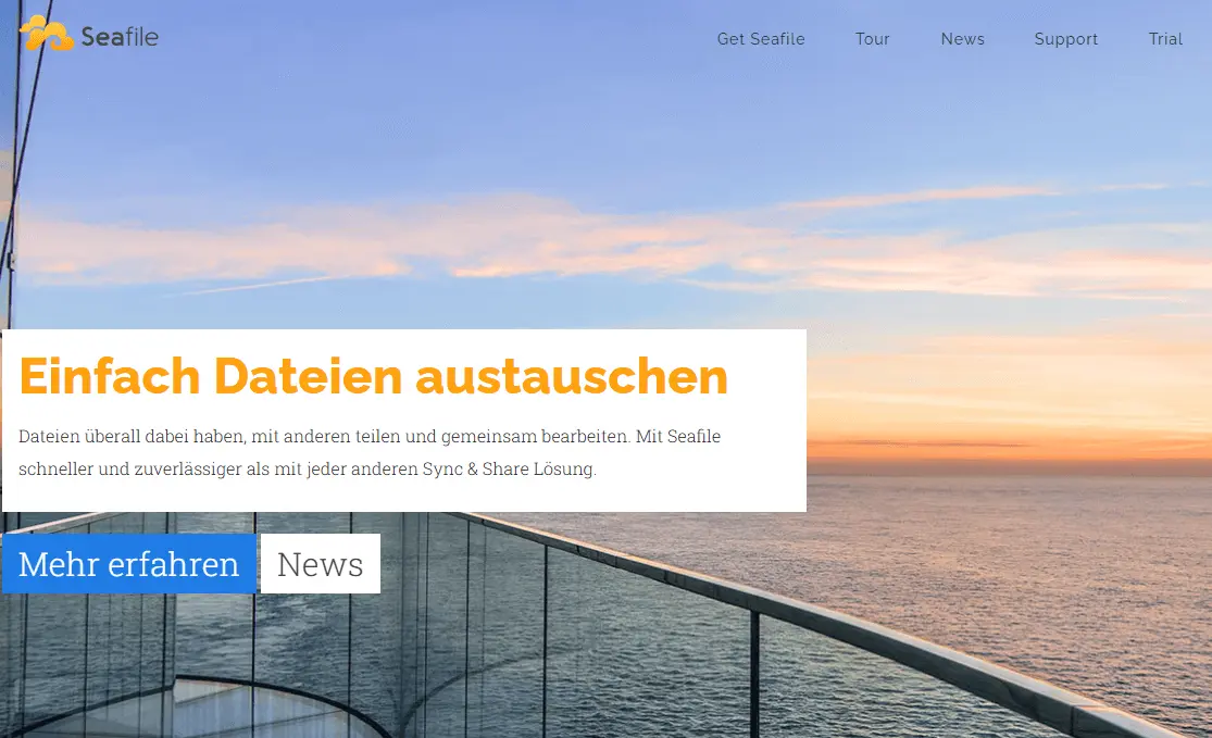 Homepage von Seafile Bild: Homepage von Seafile