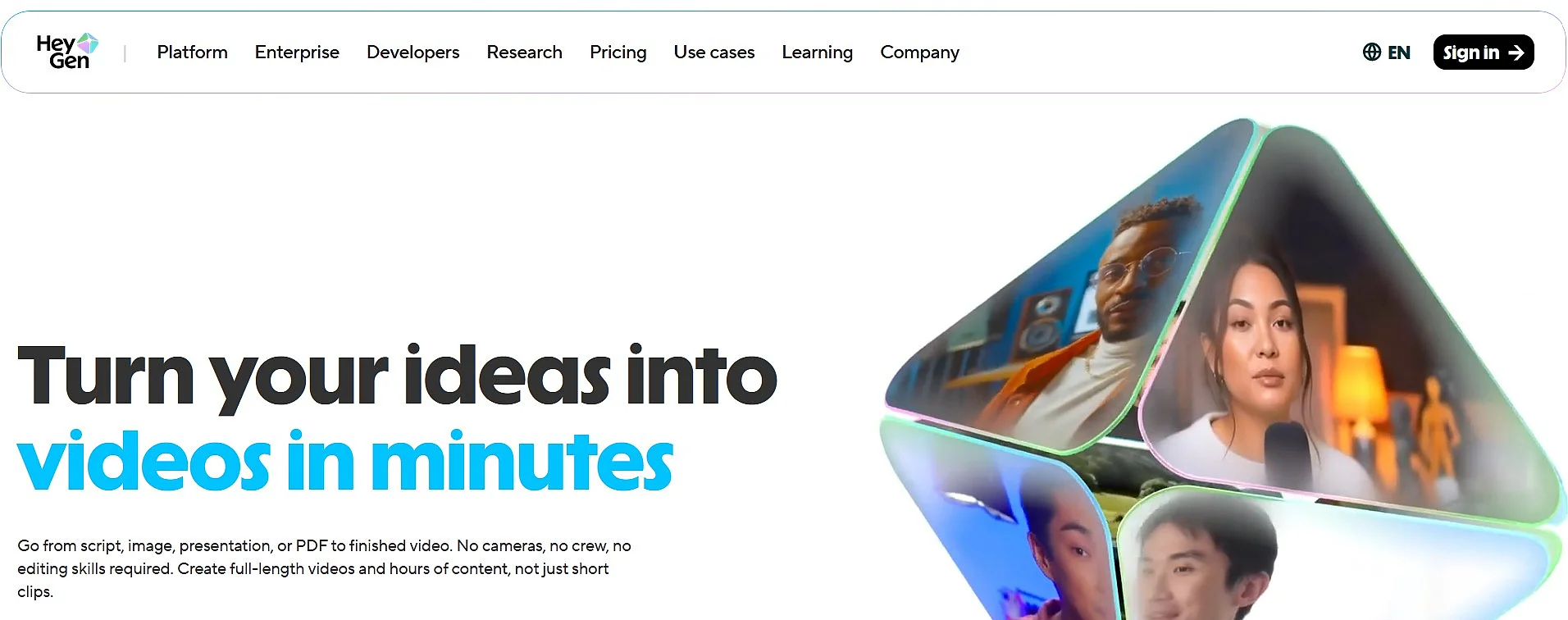Screenshot der HeyGen-Website Bild: Screenshot der HeyGen-Website