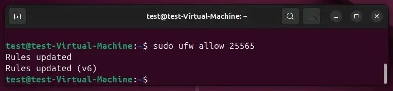 Bild: Port-Freigabe (25565) in Ubuntu 24.04