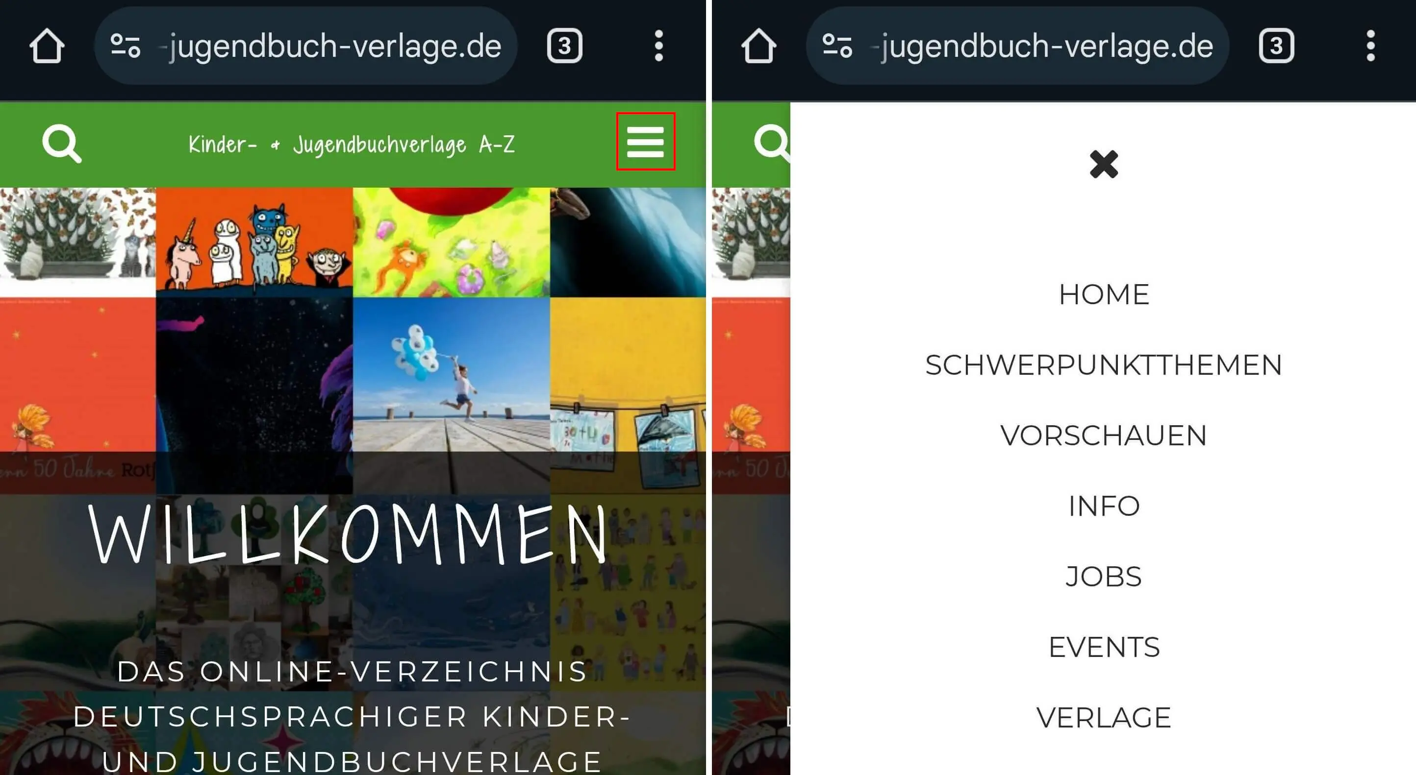 Dropdown-Navigation auf kinder-jugendbuch-verlage.de Bild: Dropdown-Navigation auf kinder-jugendbuch-verlage.de