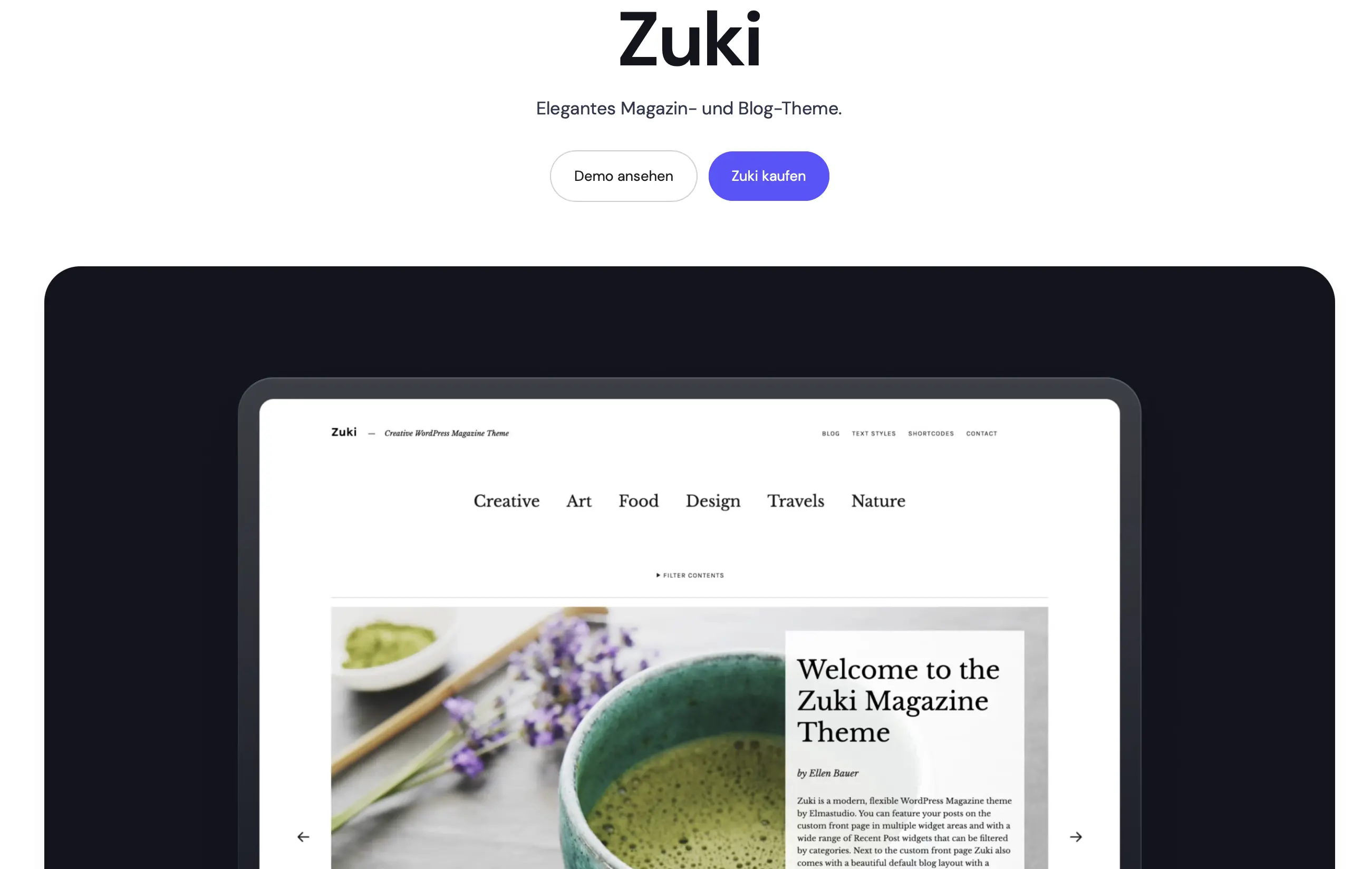Bild: WordPress-Template Zuki von Elmastudio