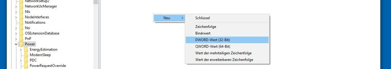 Bild: Schlüssel-Erstellung in der Windows Registry