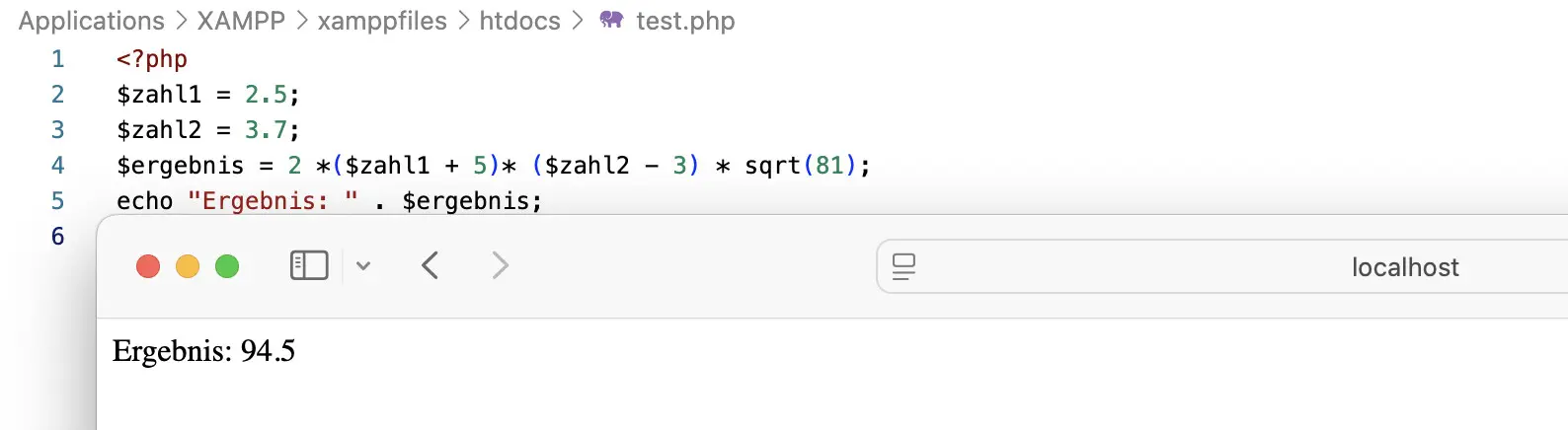 Bild: Berechnung mit Flie&szlig;kommazahlen und eingeklammerten Termen