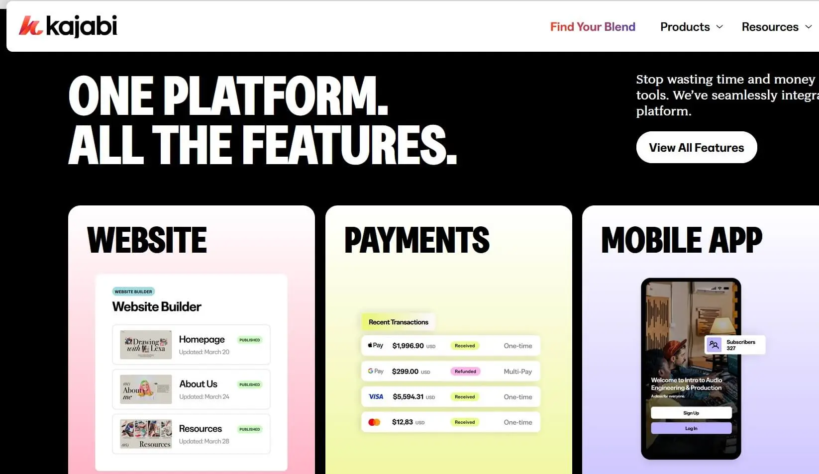 Screenshot von der Website der Plattform Kajabi Bild: Screenshot von der Website der Plattform Kajabi