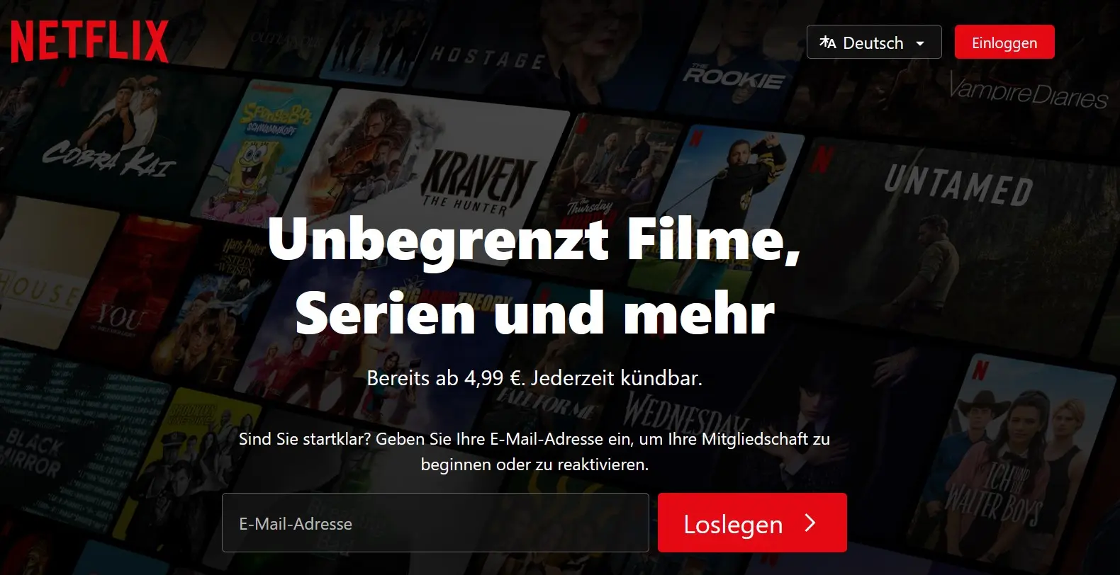 Landingpage Netflix Deutschland Bild: Landingpage Netflix Deutschland