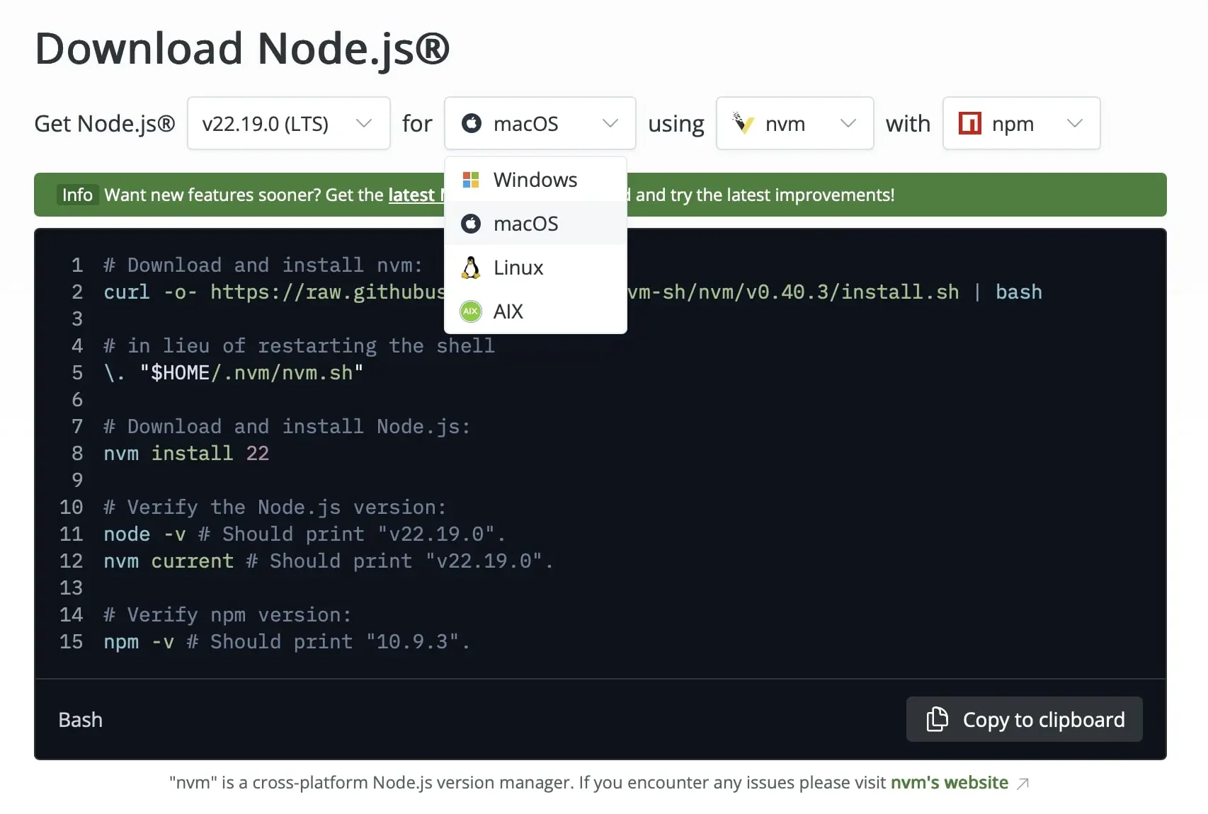 Bild: Screenshot der Homepage Node.js