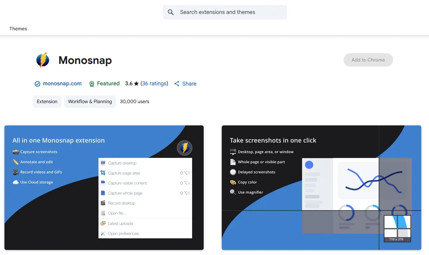 Chrome-Extension des Screenshot-Tools Monosnap Bild: Chrome-Extension des Screenshot-Tools Monosnap
