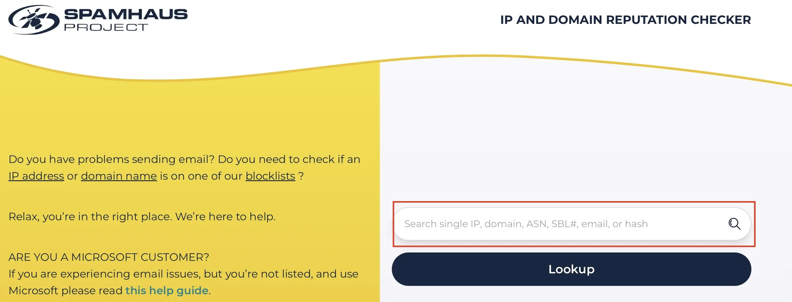 Screenshot des Spamhaus Domain Checks Bild: Screenshot des Spamhaus Domain Checks