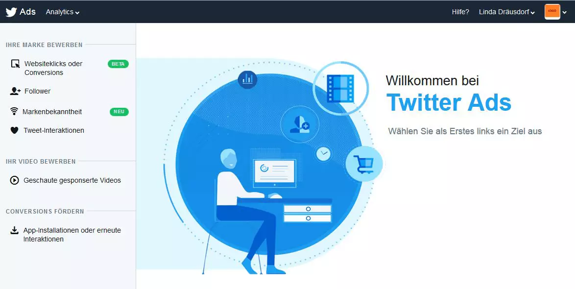 Übersicht der verschiedenen Kampagnentypen bei Twitter