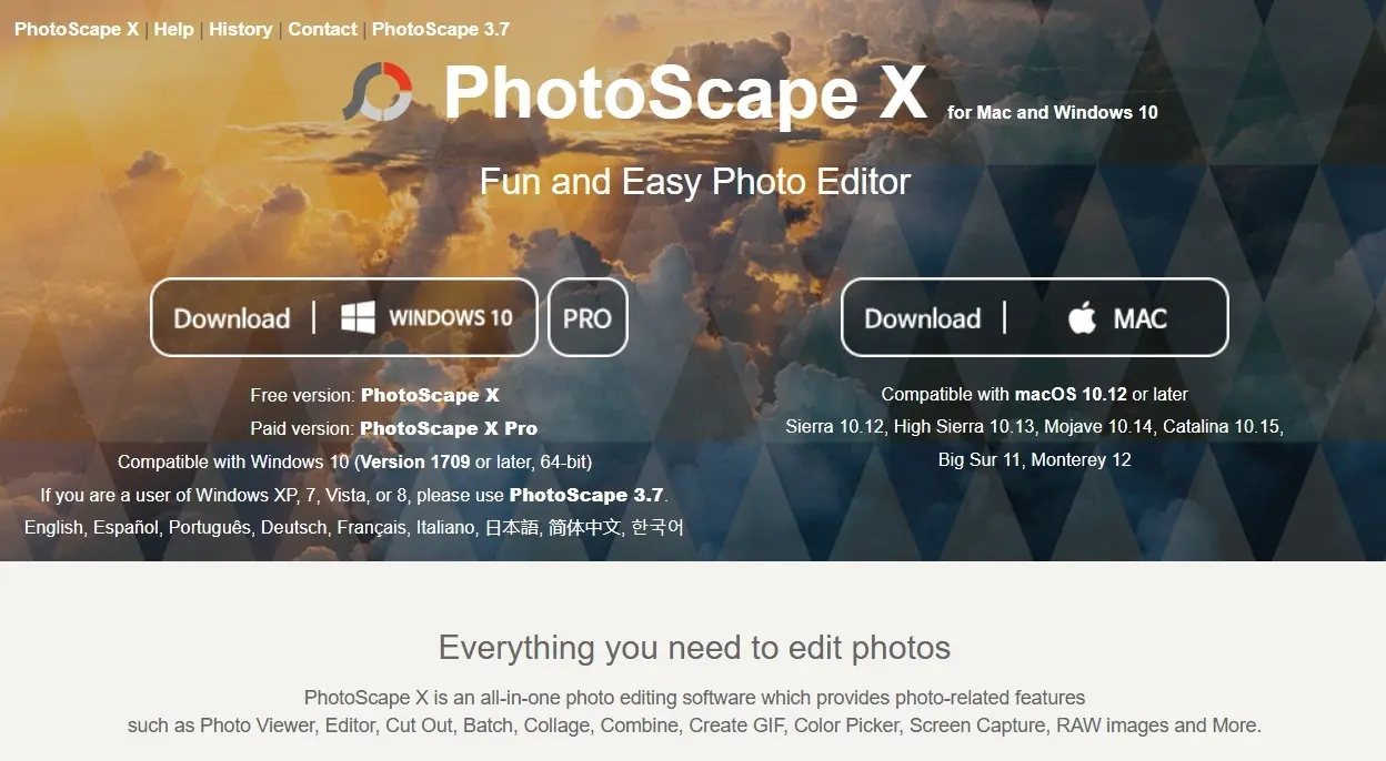 Download für PhotoScape X und PhotoScape X Pro auf der Website Bild: Download für PhotoScape X und PhotoScape X Pro auf der Website