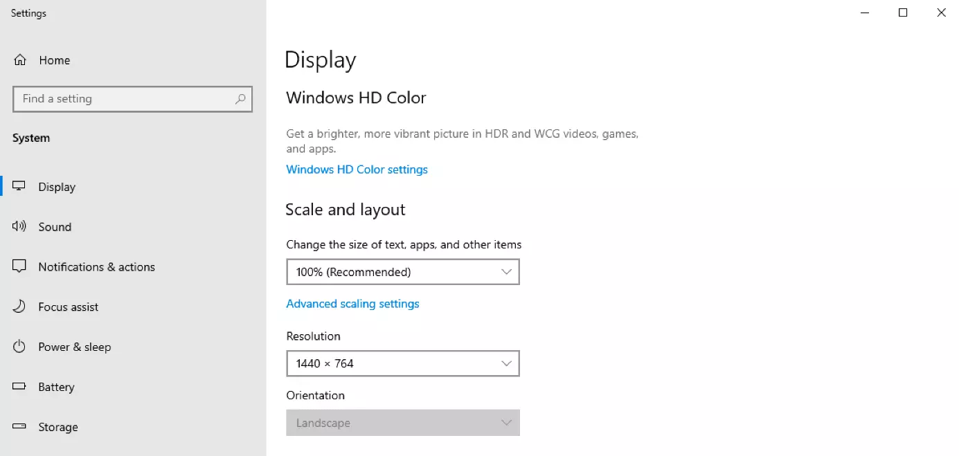 Anzeigeoptionen, um in Windows 10 den Bildschirm zu drehen